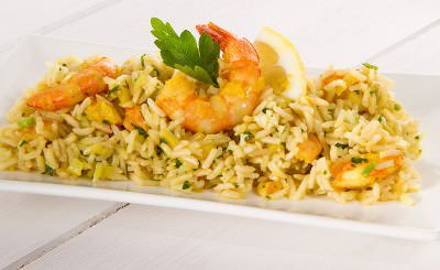 Riso basmati integrale con gamberi al curry