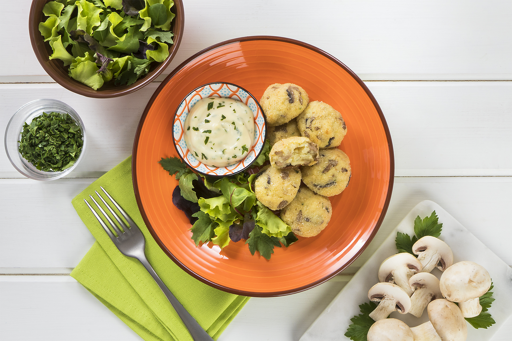 Polpette di funghi con patate e maionese