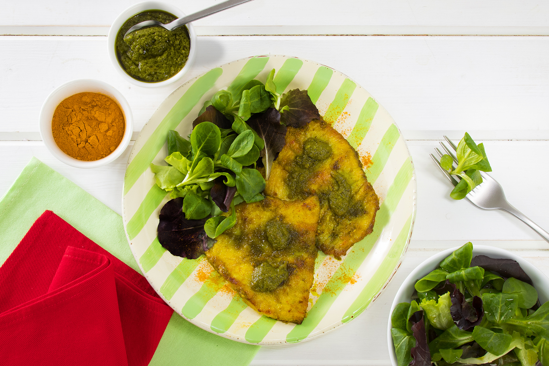 Scaloppina di tacchino con pesto alla curcuma