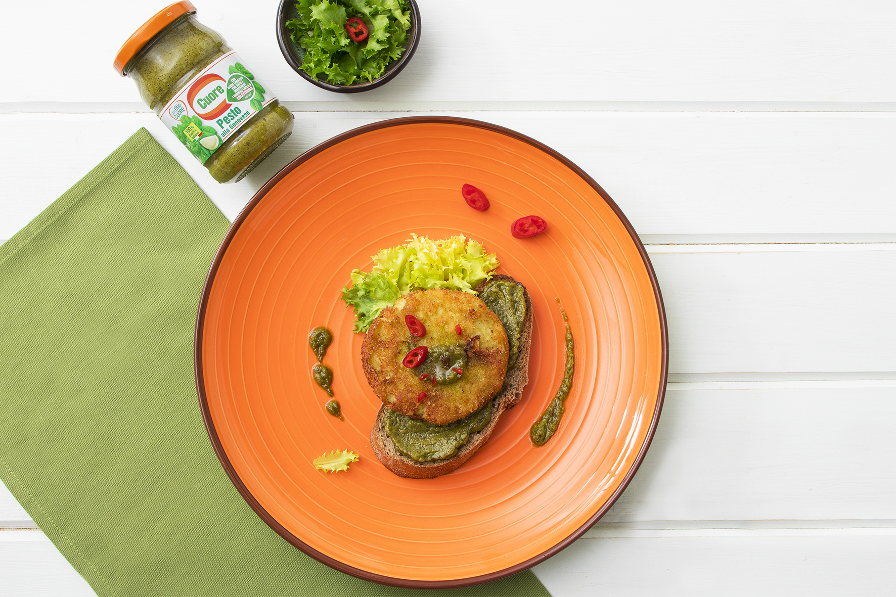 Burger di ricotta, patate e pesto